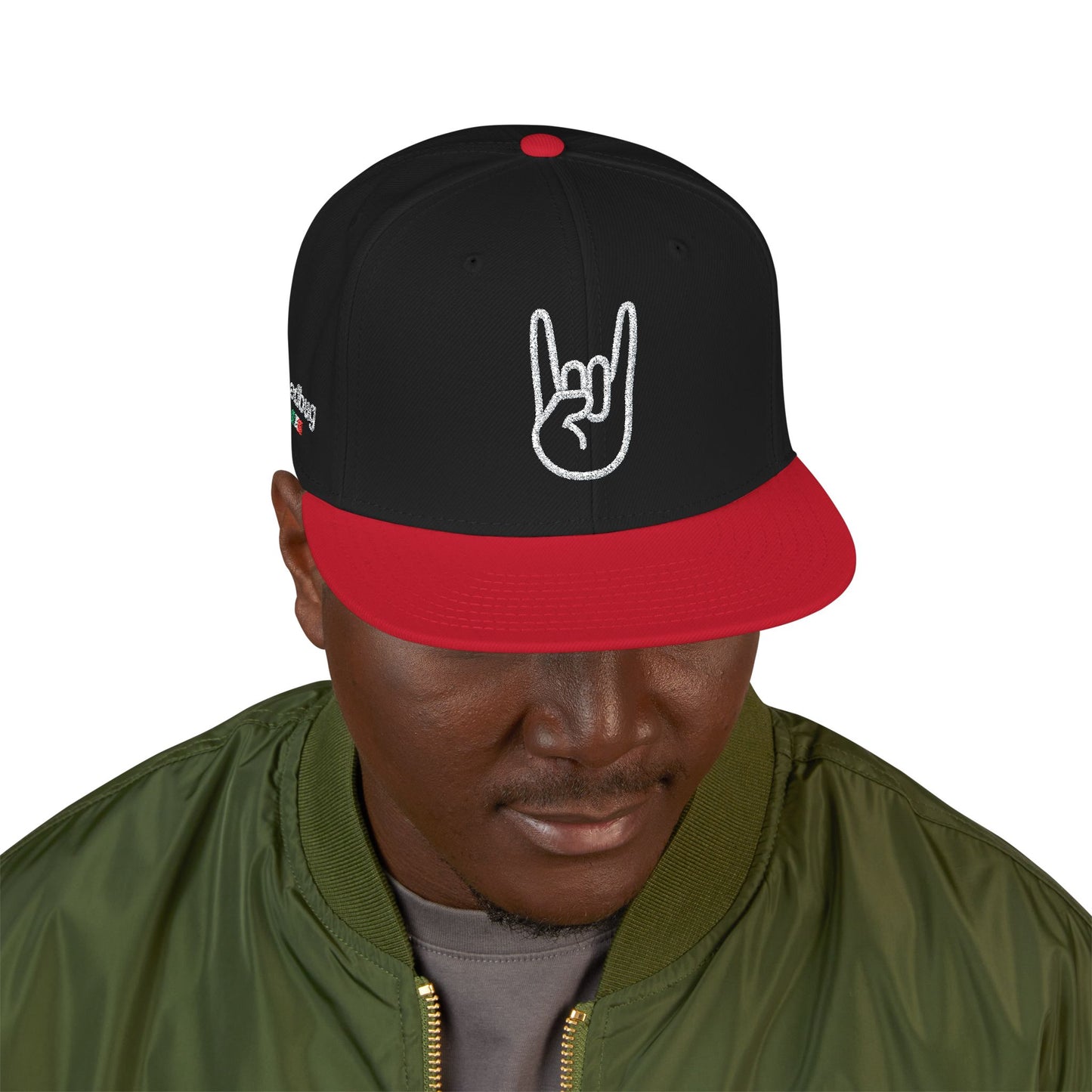 LIL SNUFF × SKINNY — Rock On Embroidered Snapback Cap