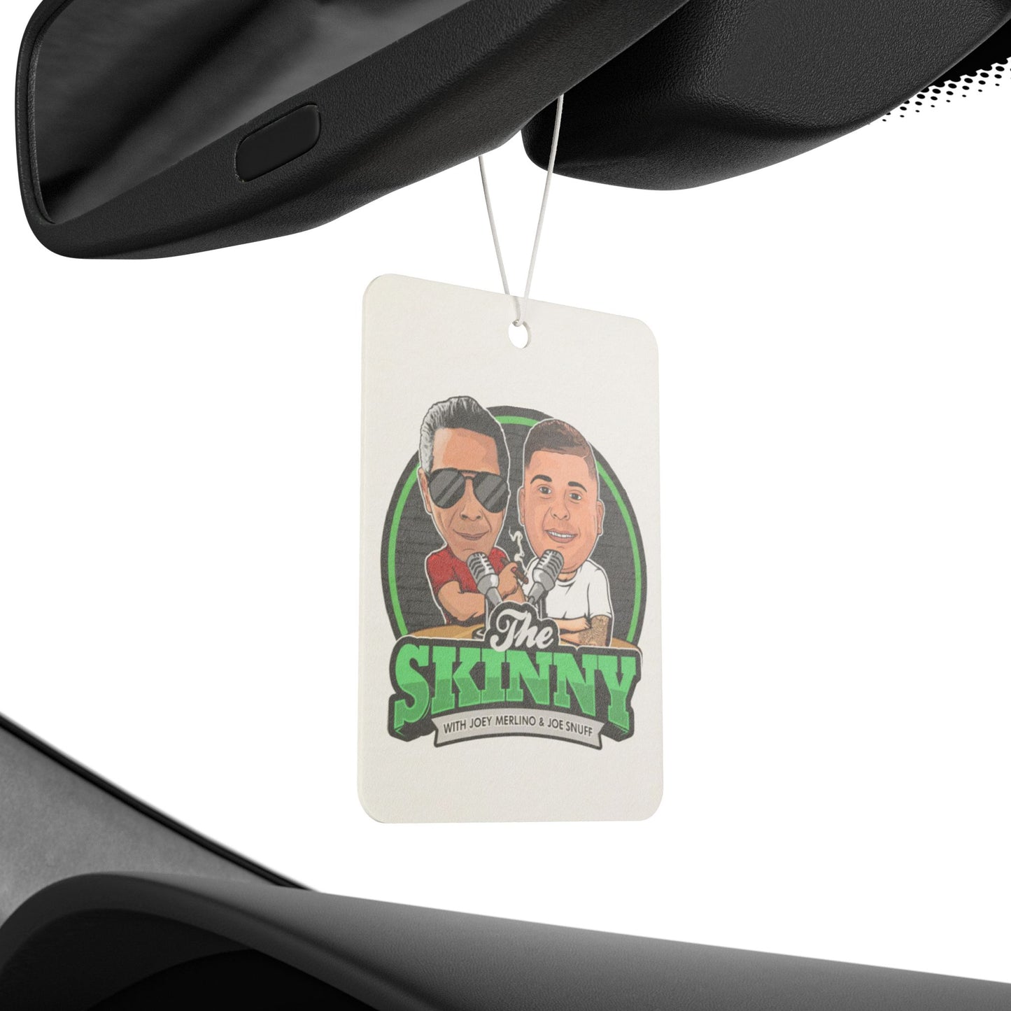 The Skinny Podcast Car Air Freshener - detail view - Skinny Joey's Cheesesteaks