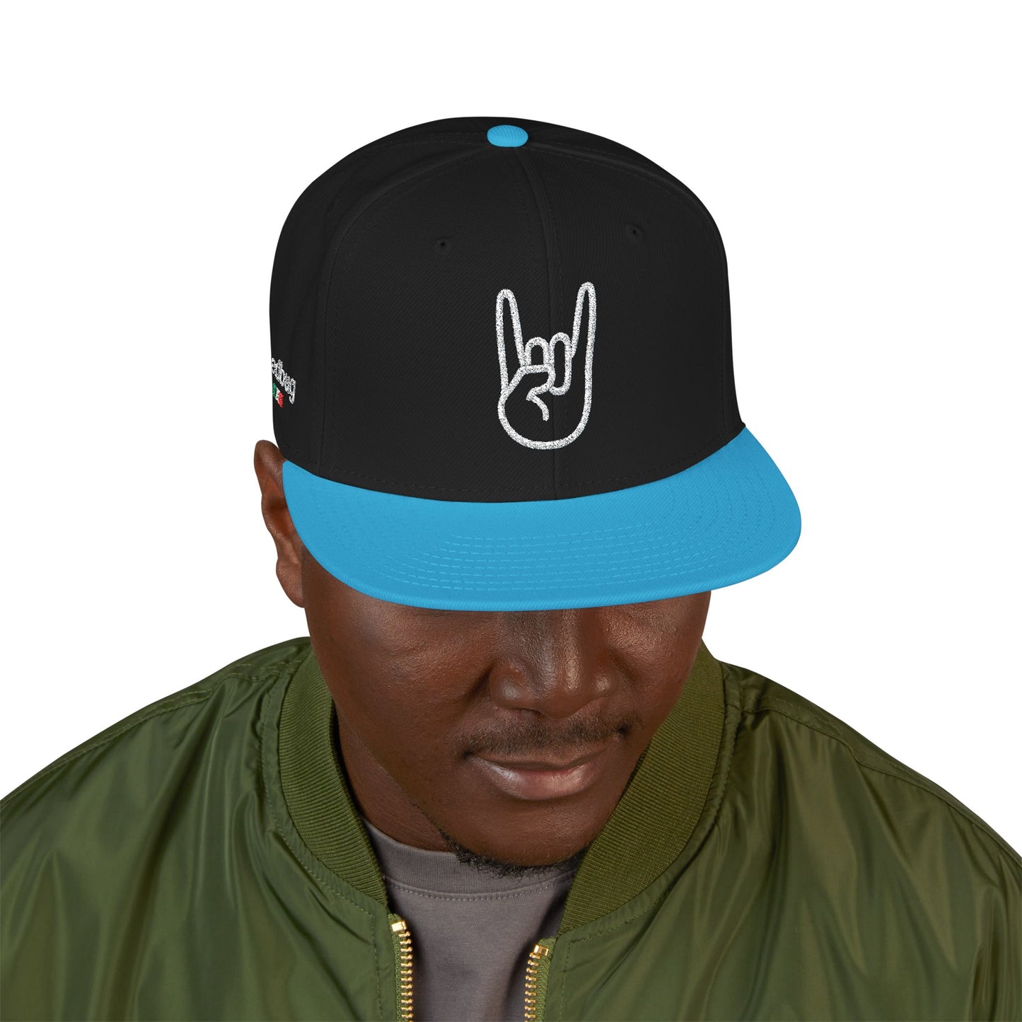 LIL SNUFF × SKINNY — Rock On Embroidered Snapback Cap