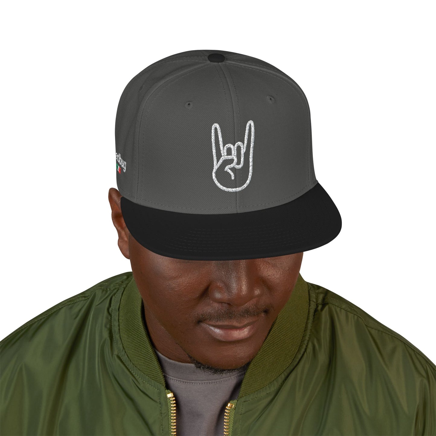 LIL SNUFF × SKINNY — Rock On Embroidered Snapback Cap