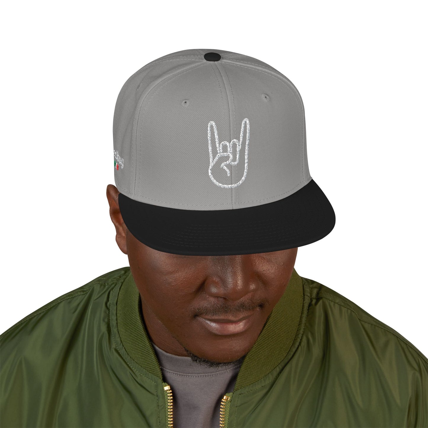 LIL SNUFF × SKINNY — Rock On Embroidered Snapback Cap