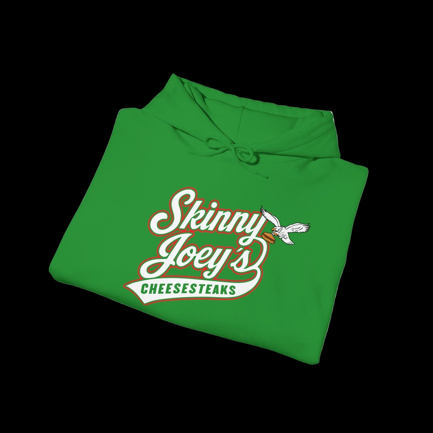 Skinny Joeys Kelly Green Hoodie - lifestyle photo - Skinny Joey's Cheesesteaks