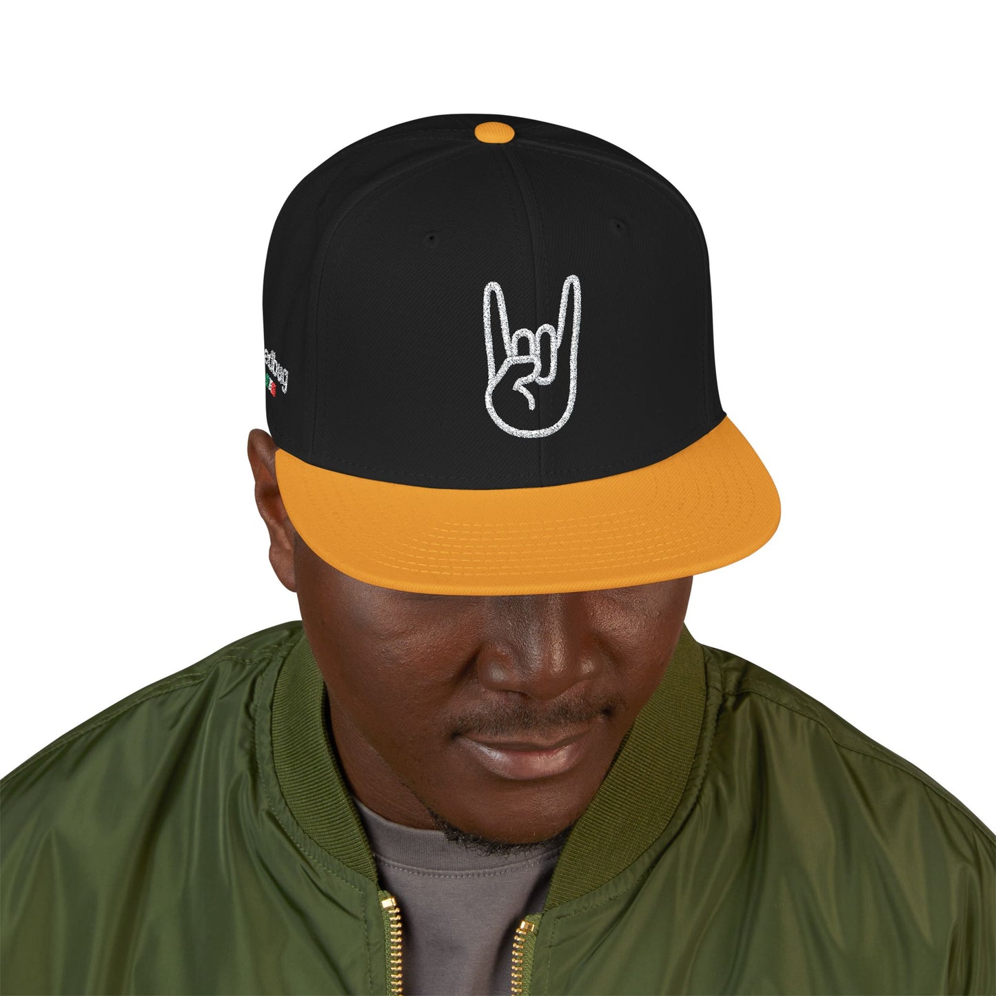 LIL SNUFF × SKINNY — Rock On Embroidered Snapback Cap