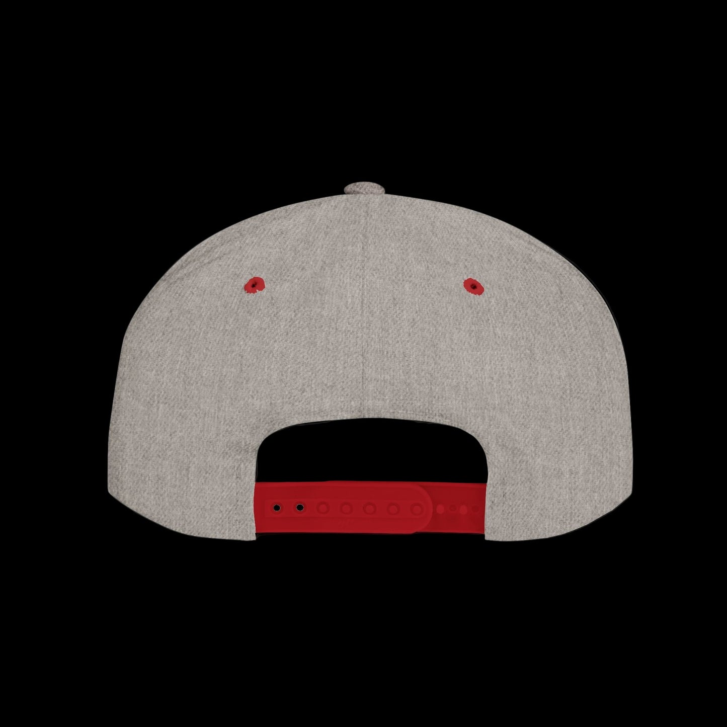 Gray cap with red accents on a black background