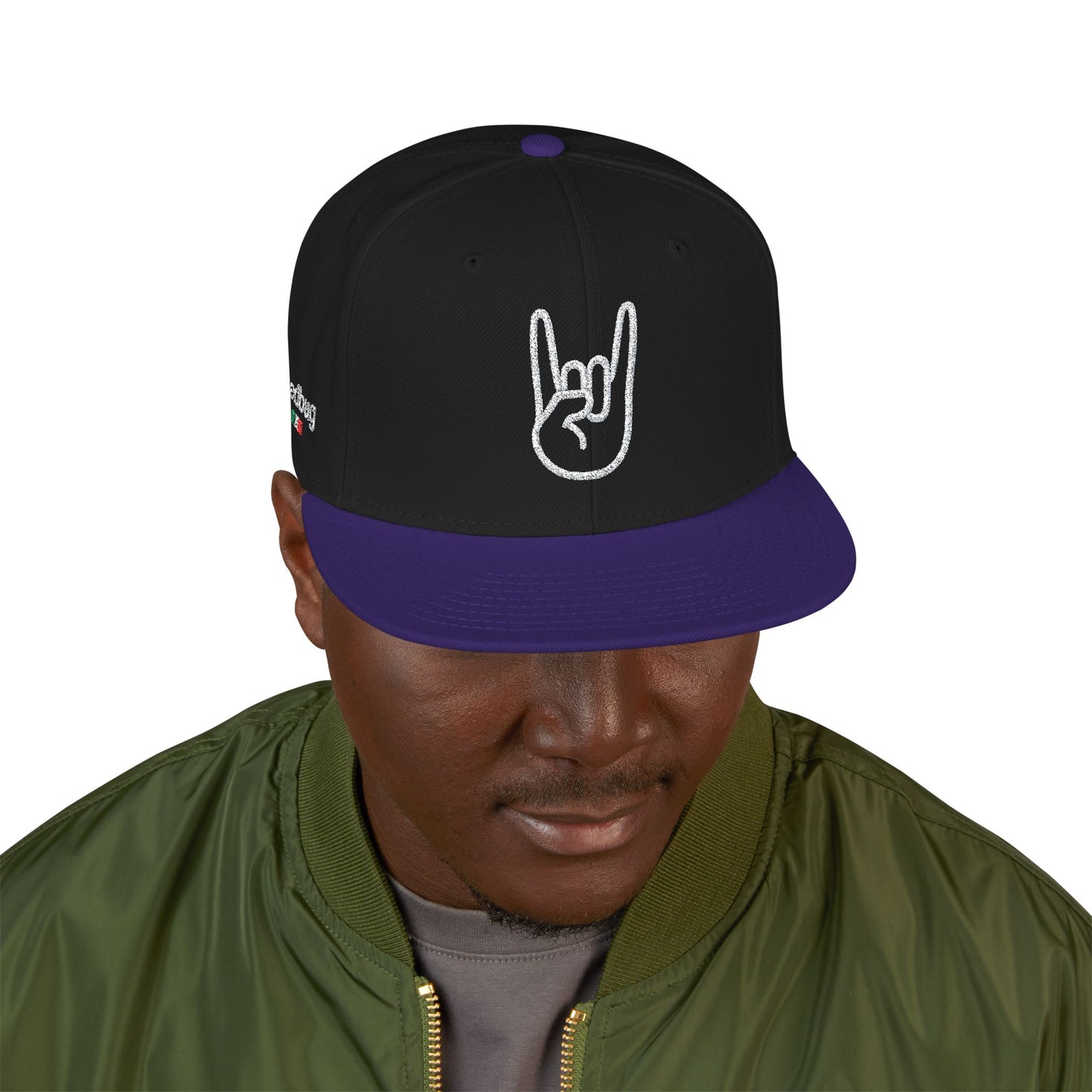 LIL SNUFF × SKINNY — Rock On Embroidered Snapback Cap