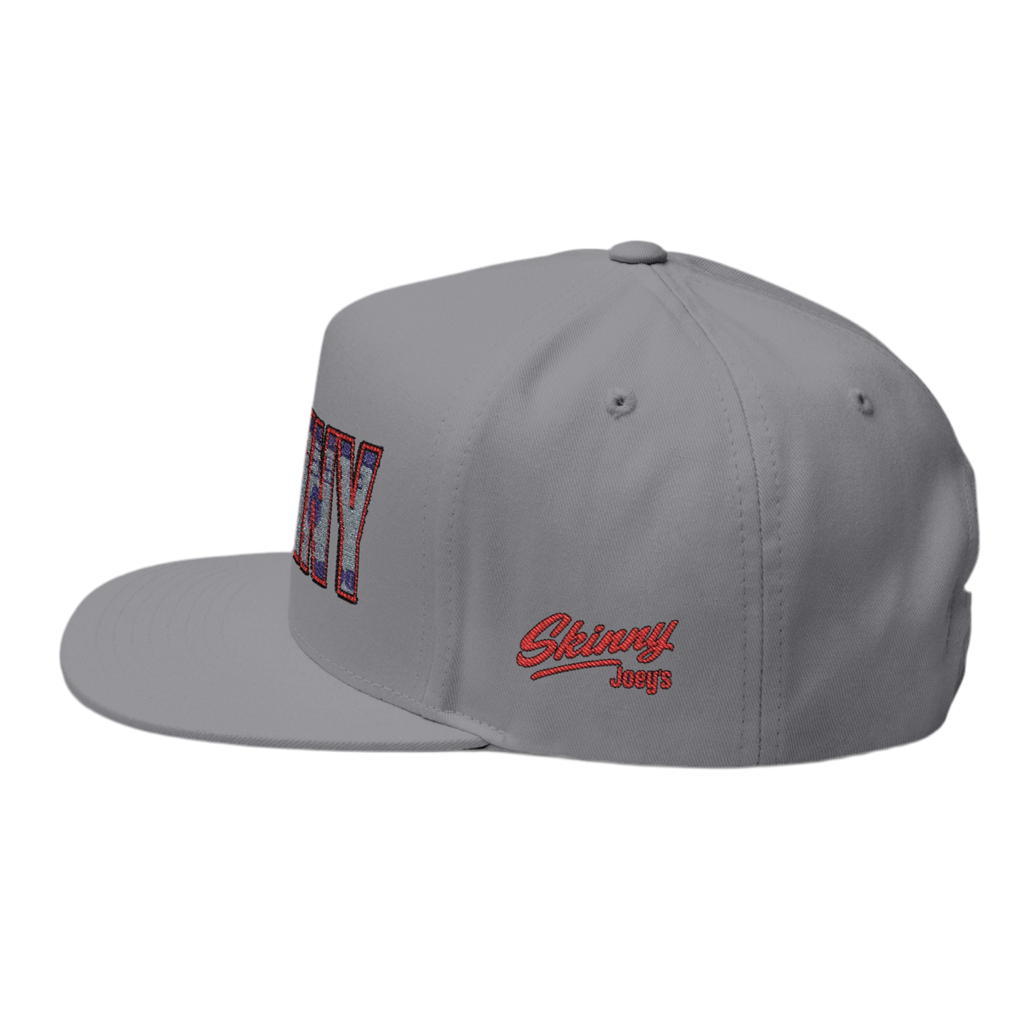 Skinny Flat Bill Cap – Money Print Embroidered Snapback Hat