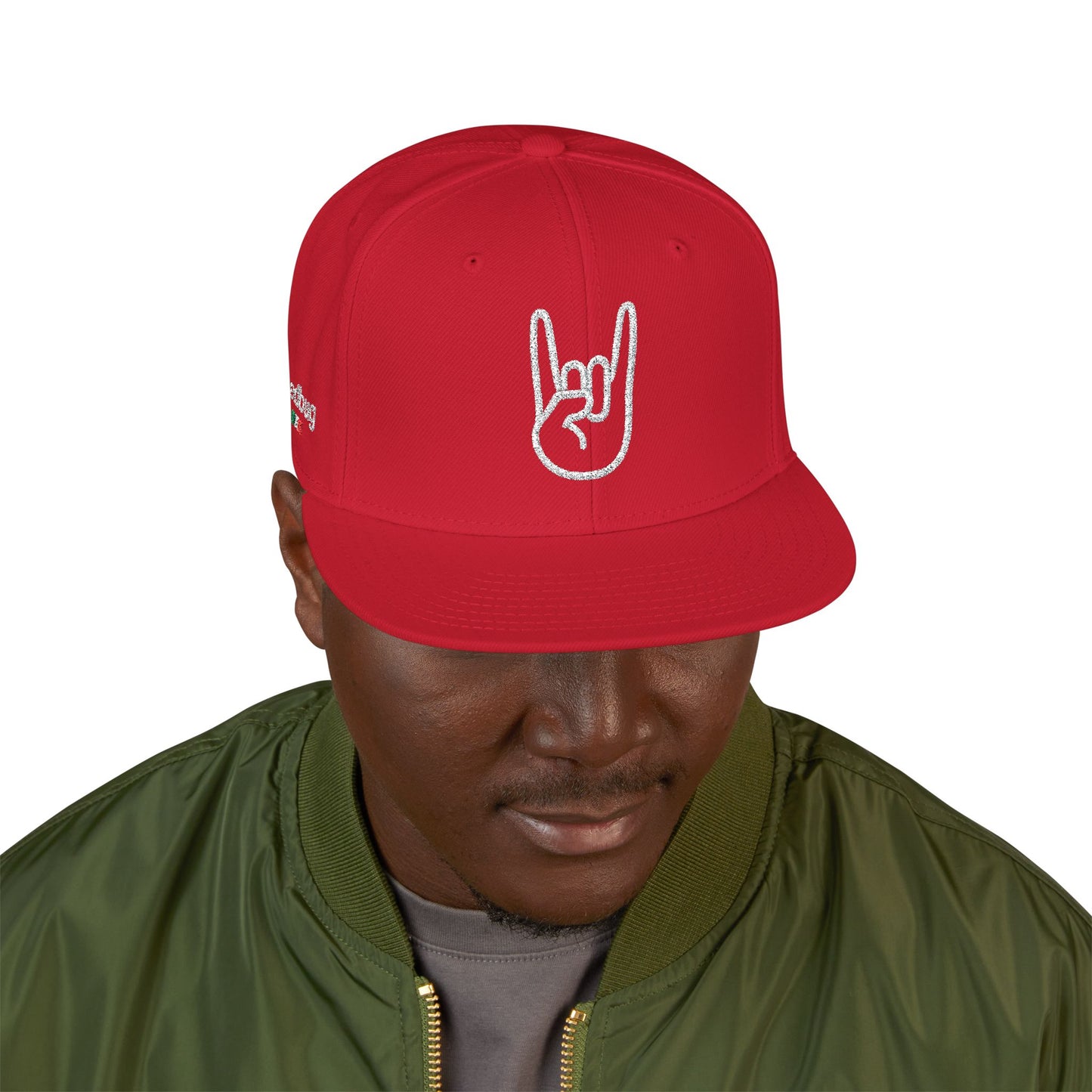 LIL SNUFF × SKINNY — Rock On Embroidered Snapback Cap