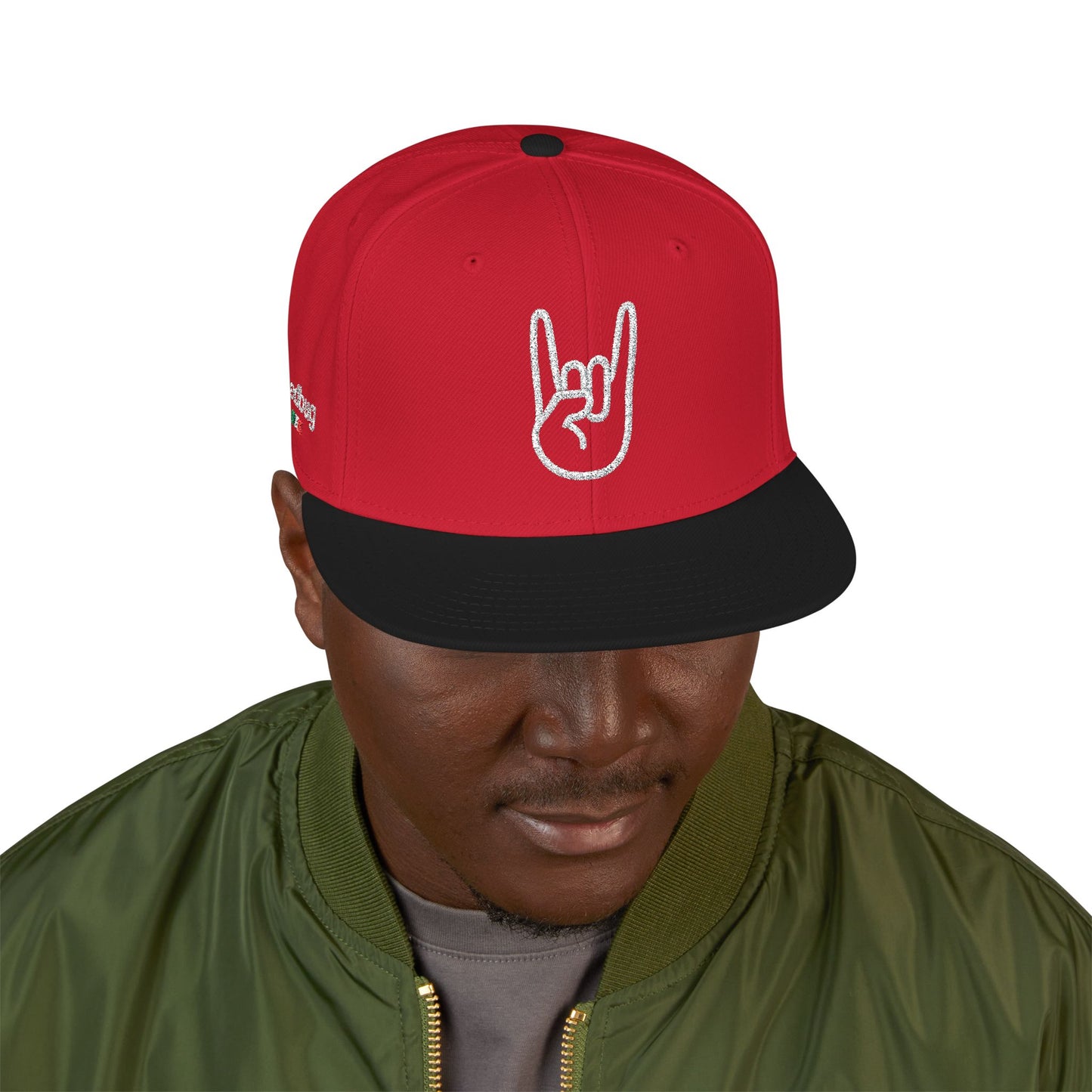 LIL SNUFF × SKINNY — Rock On Embroidered Snapback Cap