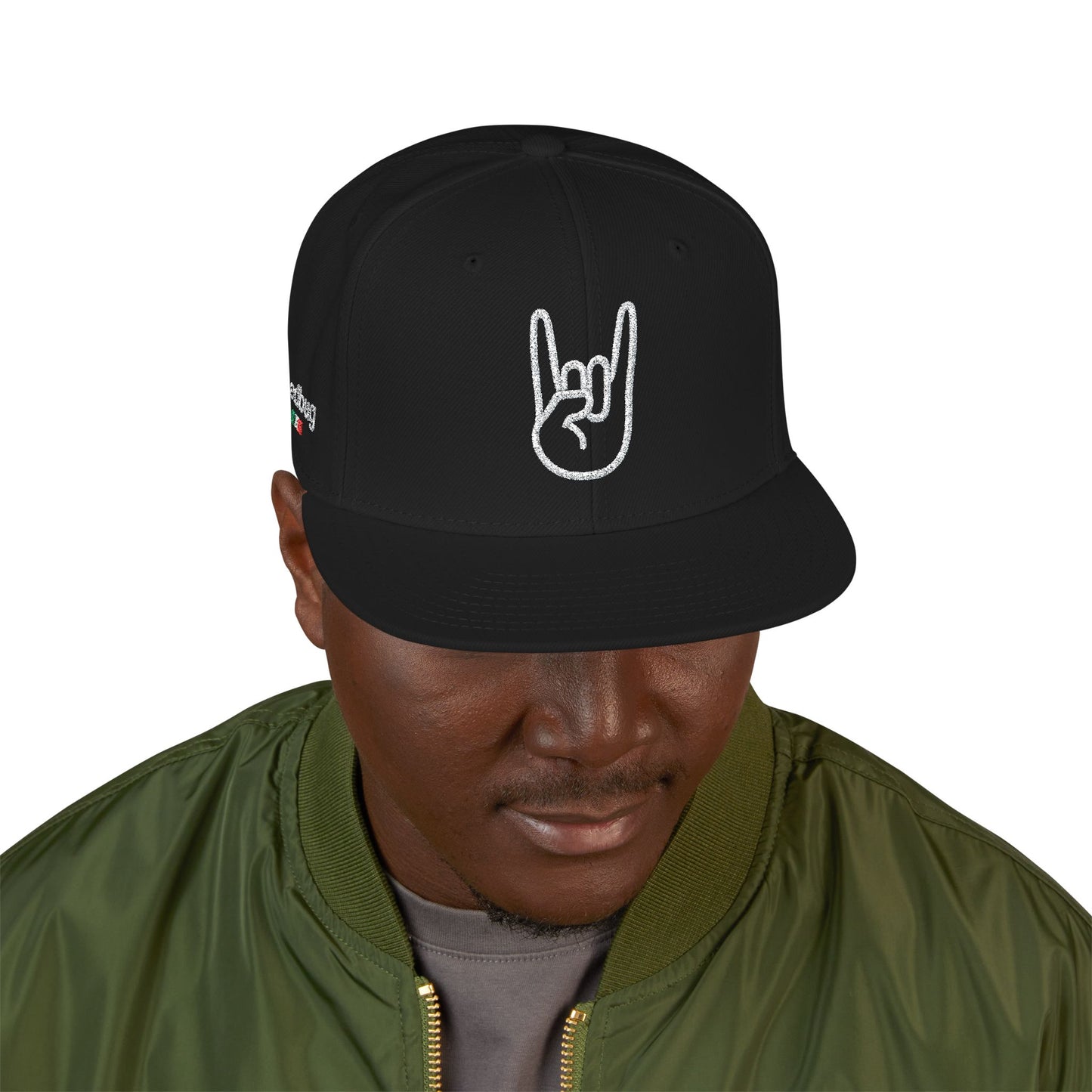 LIL SNUFF × SKINNY — Rock On Embroidered Snapback Cap
