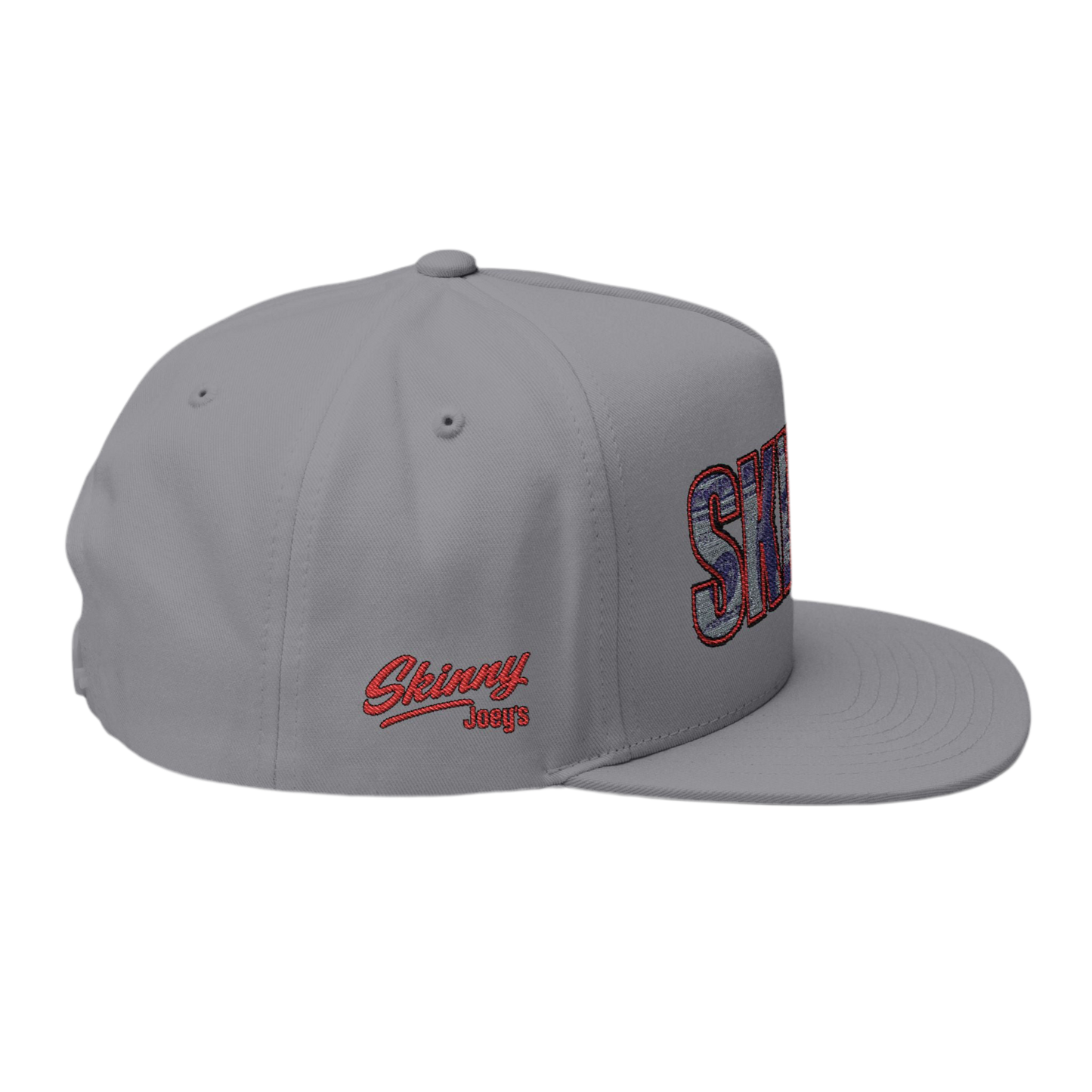 Skinny Flat Bill Cap – Money Print Embroidered Snapback Hat