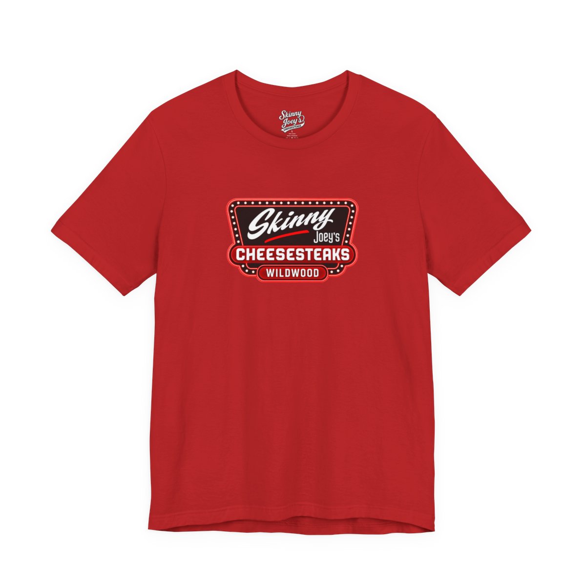 Official Wildwood tee in red, The Skinny with Joey Merlino Podcast