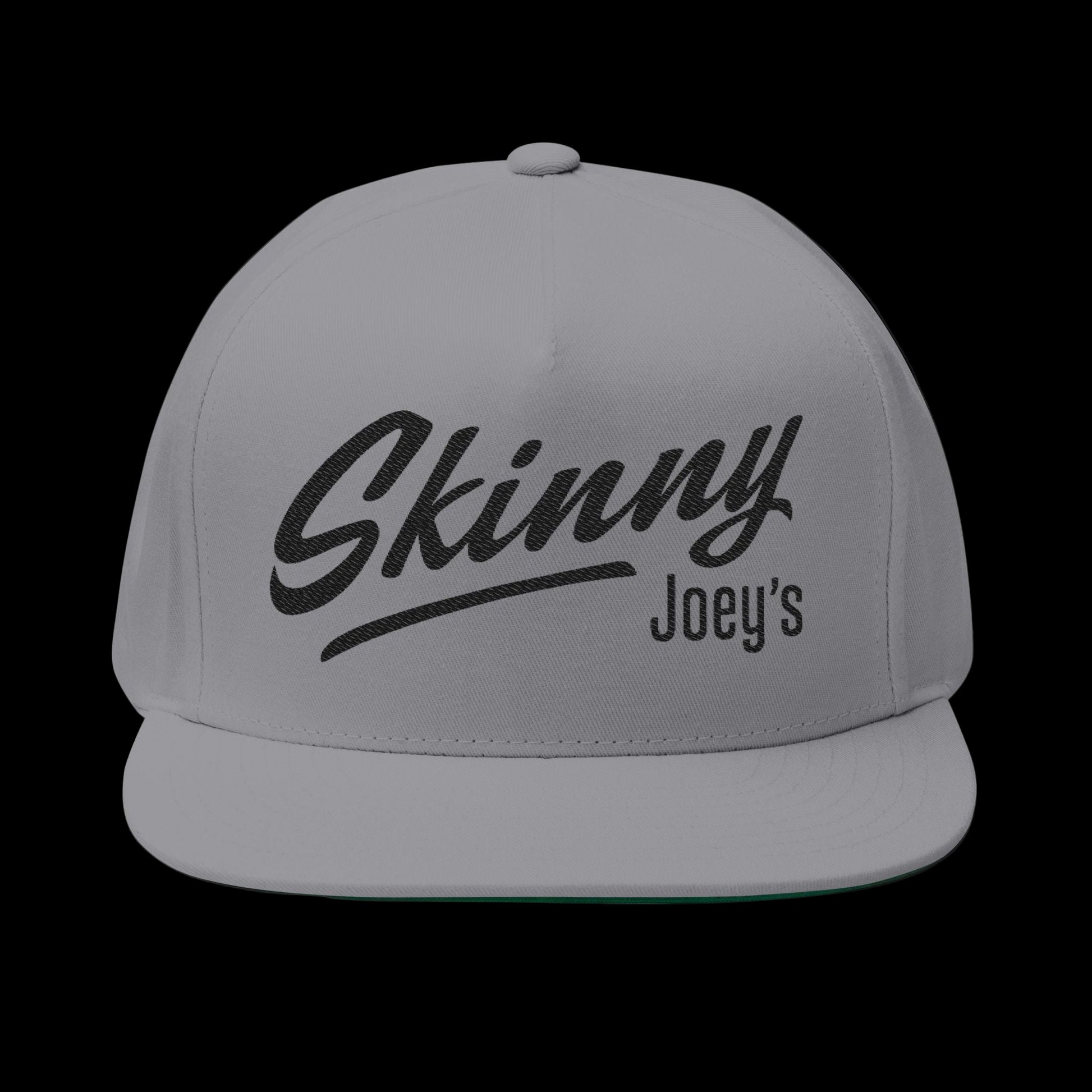 Gray cap with 'Skinny Joey's' text on a white background