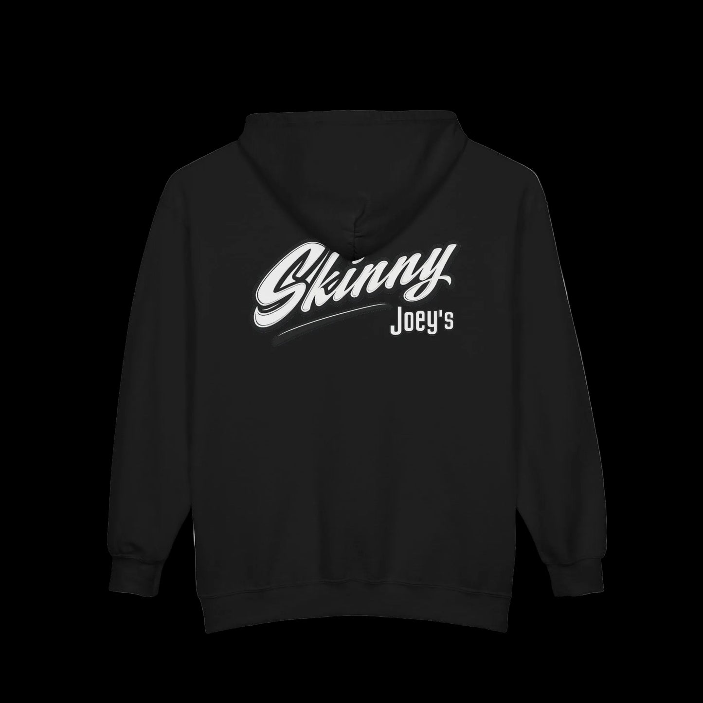 Skinny Joey's Full-Zip Hoodie — Vintage Script Logo Zip-Up Sweatshirt