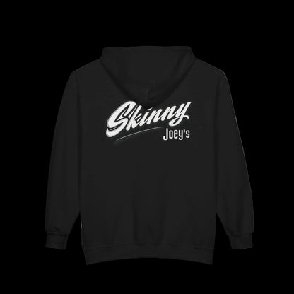 Skinny Joey's Full-Zip Hoodie — Vintage Script Logo Zip-Up Sweatshirt