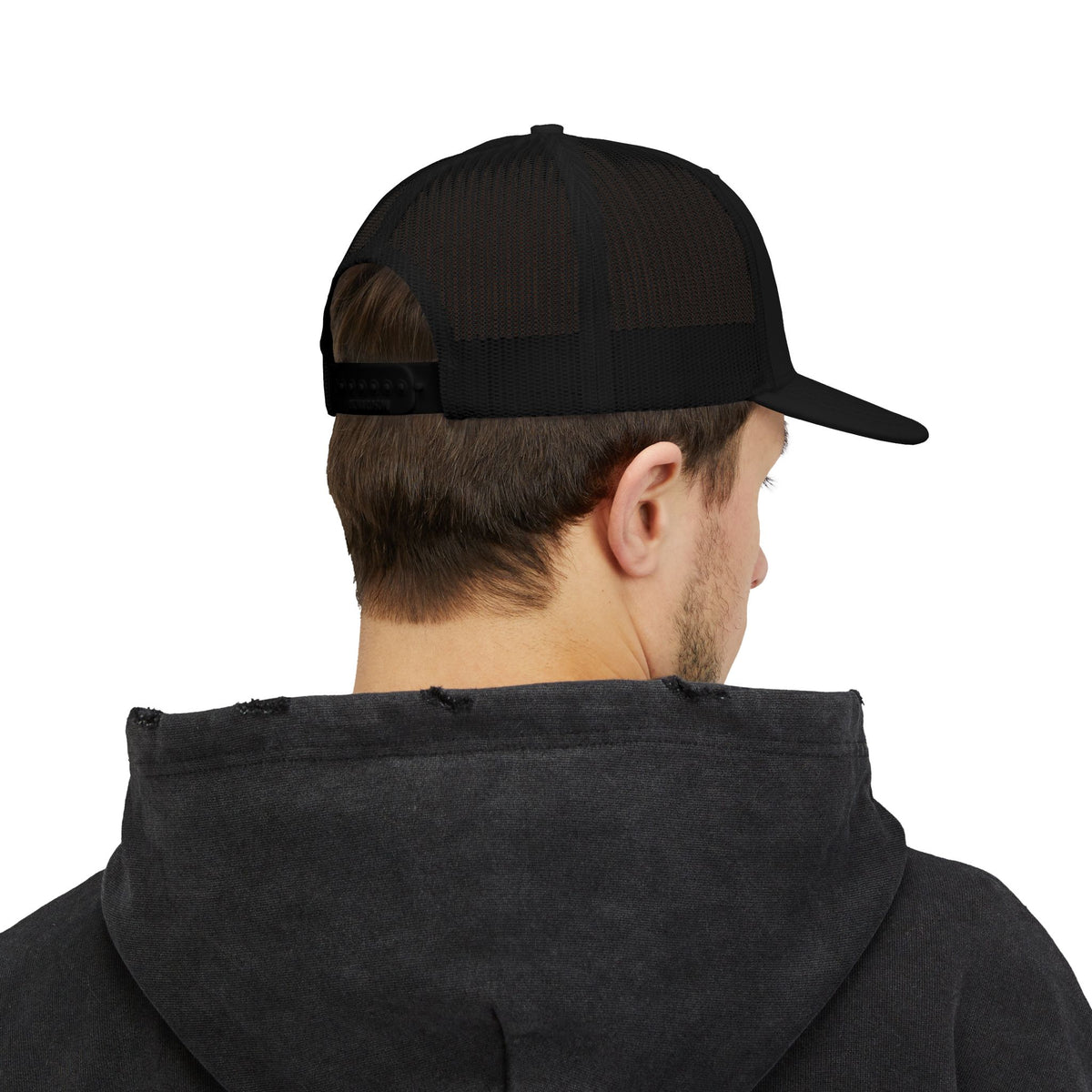 Skinny Logo Trucker Cap — Retro Mesh Snapback Hat