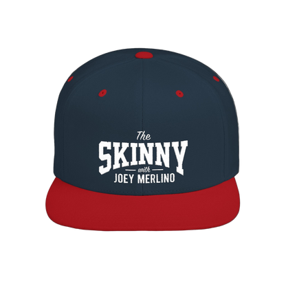 Navy and red cap with 'The Skinny with Joey Merlino' text on a white background