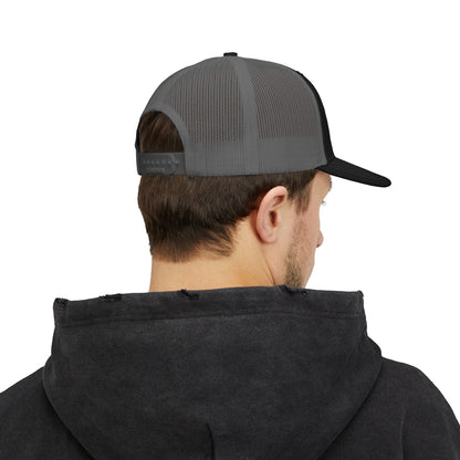 Skinny Logo Trucker Cap — Retro Mesh Snapback Hat