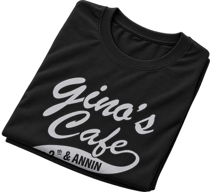Cafe Logo T-Shirt — "Gino's Cafe 12th & Annin" Retro Coffee Shop Tee