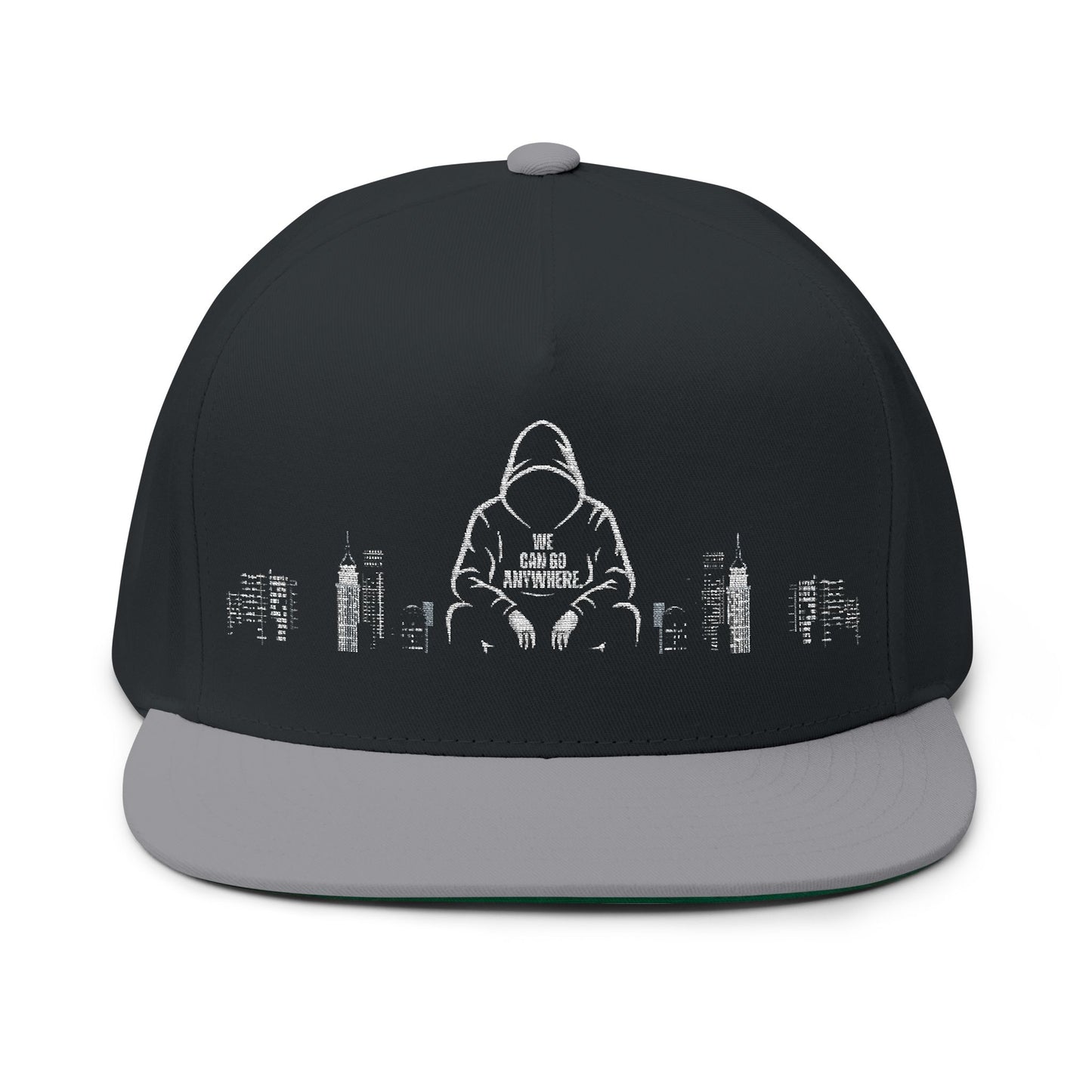Embroidered Hoodie Silhouette Flat Bill Cap – Urban Streetwear Snapback