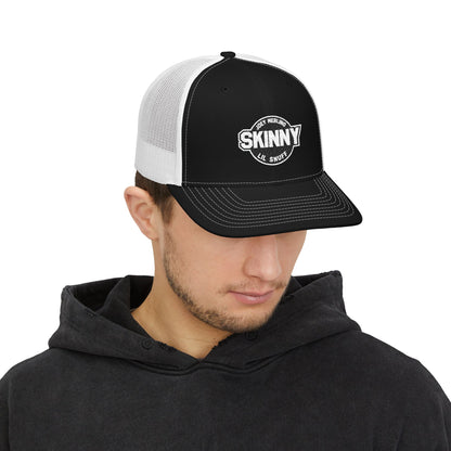 Skinny Logo Trucker Cap — Retro Mesh Snapback Hat