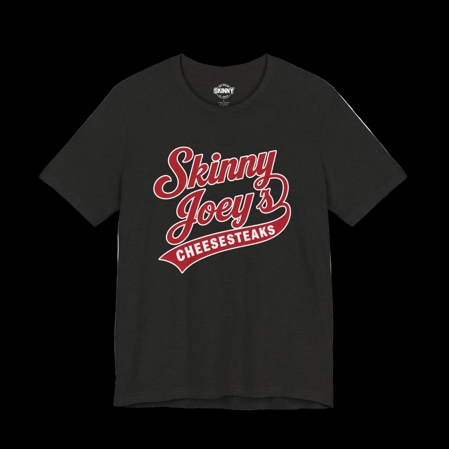 Black t-shirt with a pizza character and 'Love Yourself' text on a white background