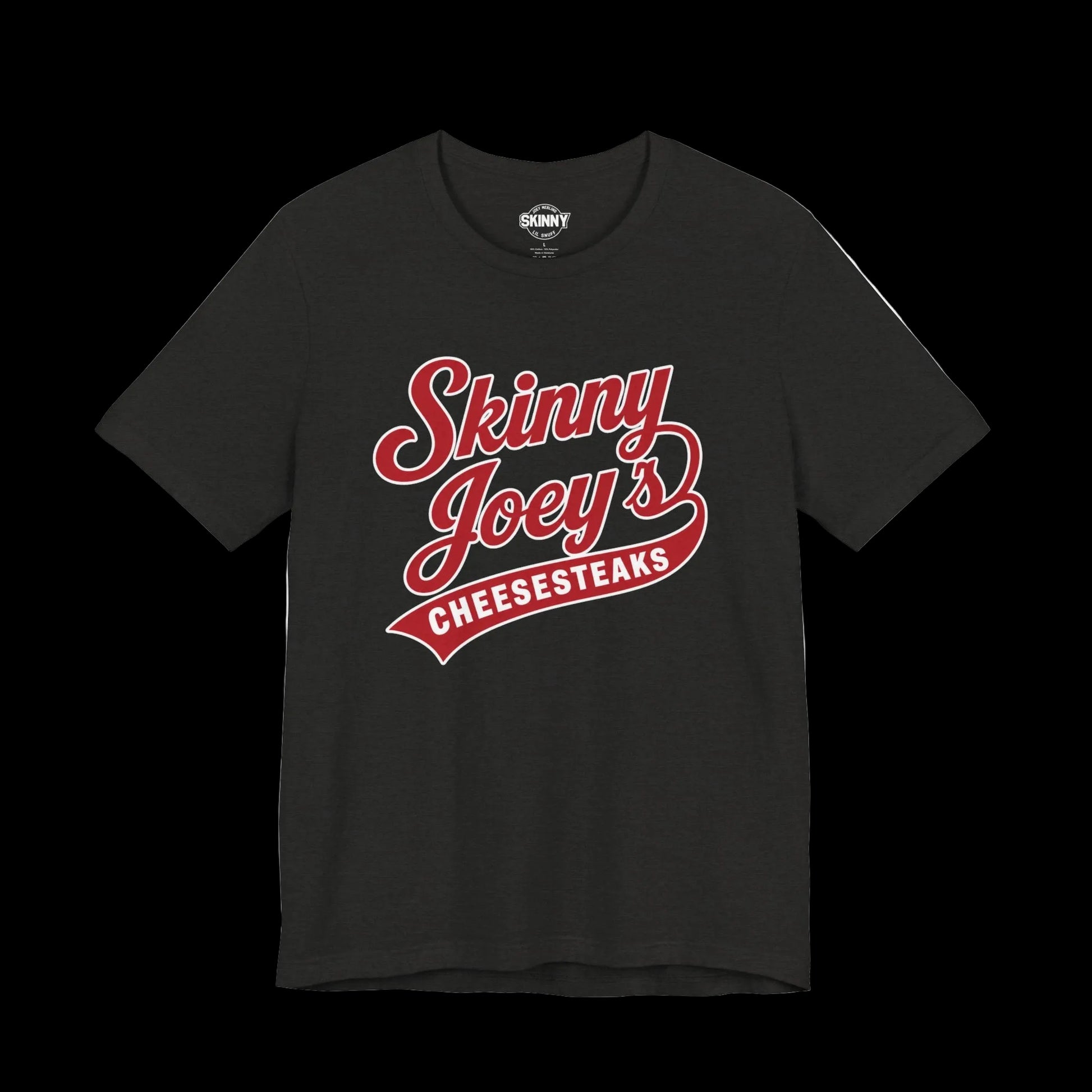 Black t-shirt with a pizza character and 'Love Yourself' text on a white background