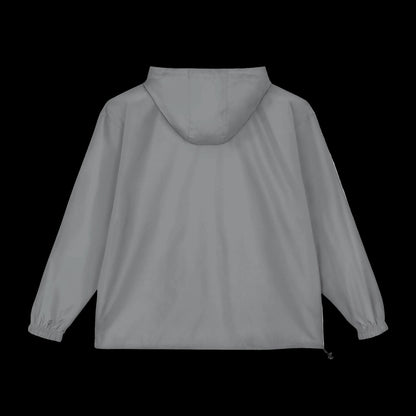 Gray jacket with a hood on a white background