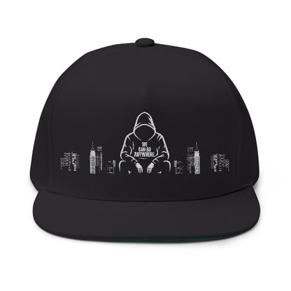 Embroidered Hoodie Silhouette Flat Bill Cap – Urban Streetwear Snapback