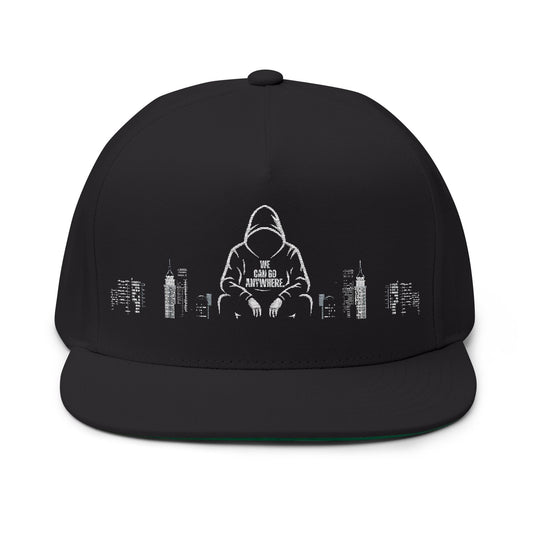 Embroidered Hoodie Silhouette Flat Bill Cap – Urban Streetwear Snapback