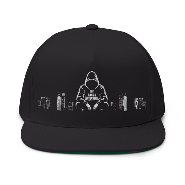 Embroidered Hoodie Silhouette Flat Bill Cap – Urban Streetwear Snapback