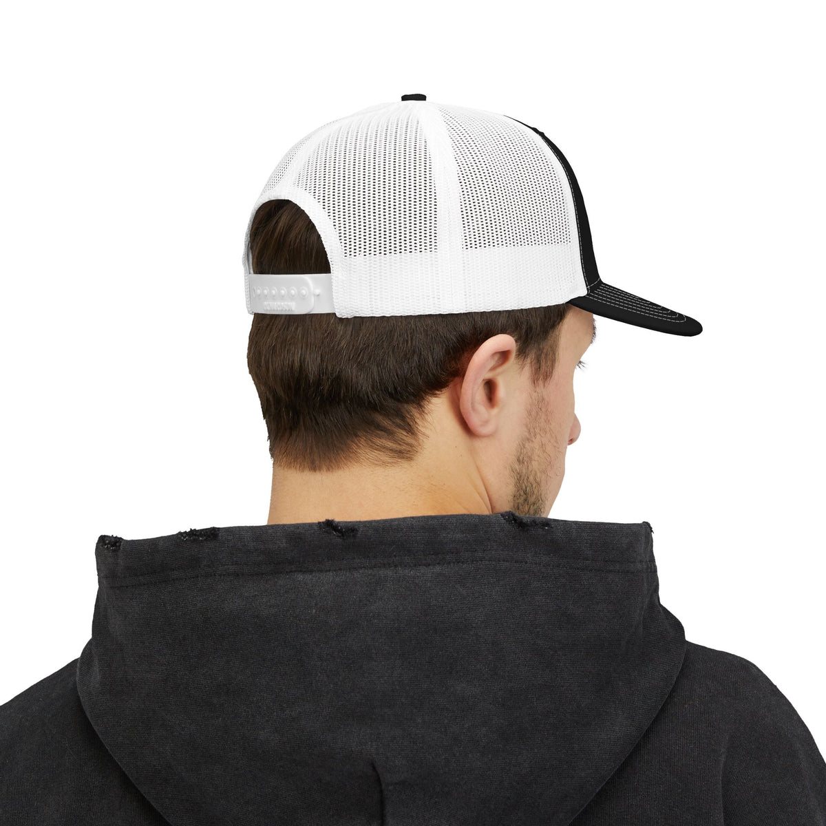 Skinny Logo Trucker Cap — Retro Mesh Snapback Hat