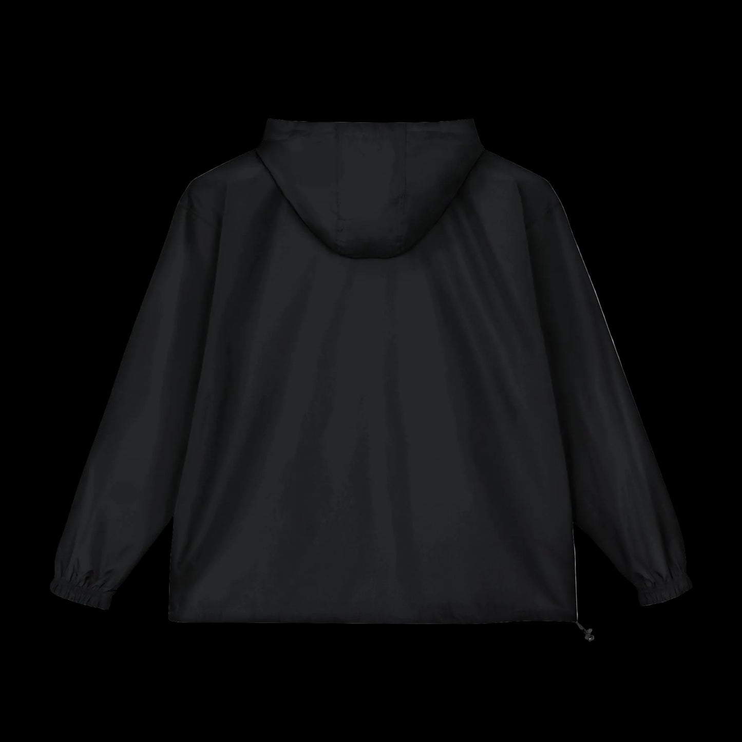 Black hooded jacket on a white background