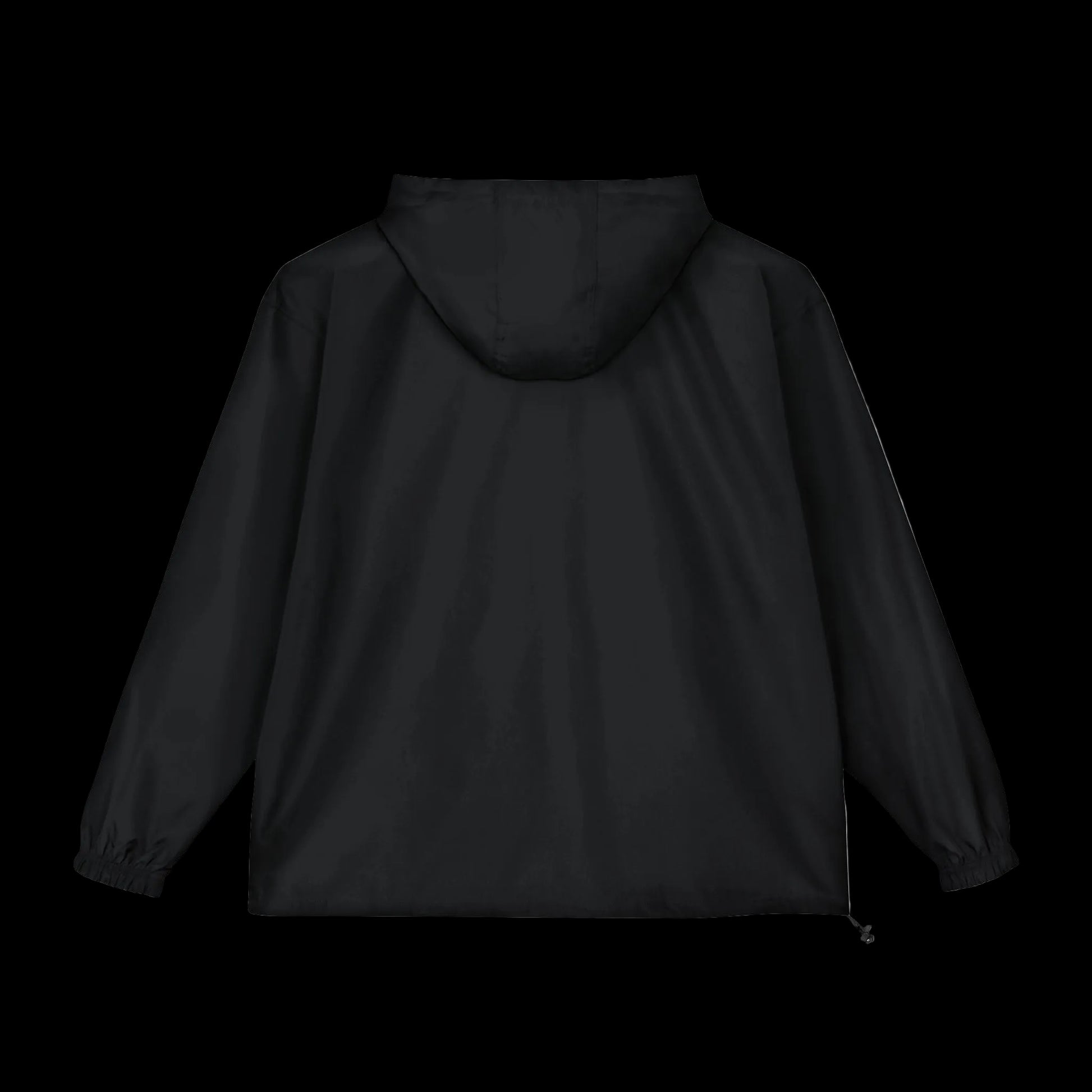 Black hooded jacket on a white background