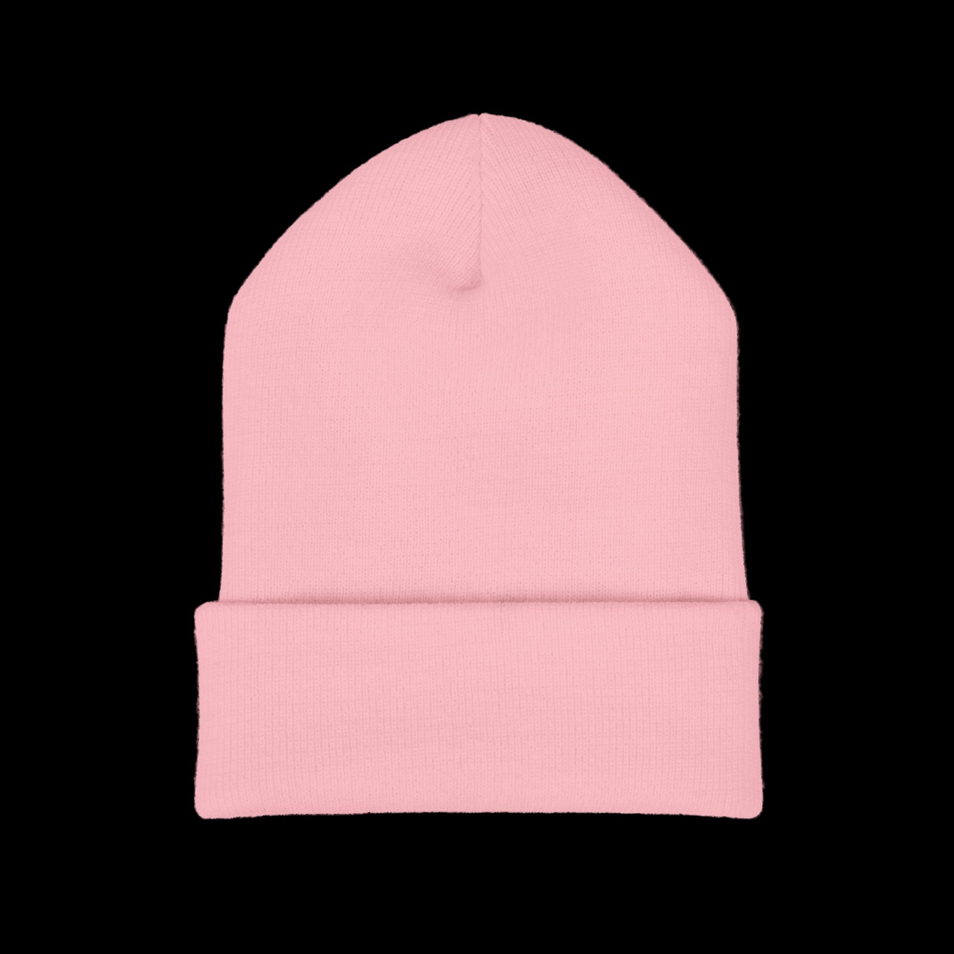 Pink beanie hat on a black background