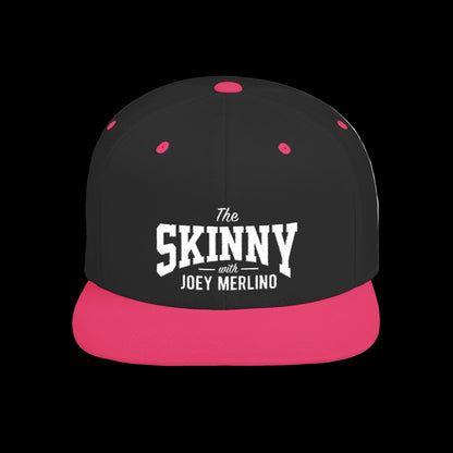 Black and pink cap with 'The Skinny with Joey Merlino' text on a white background