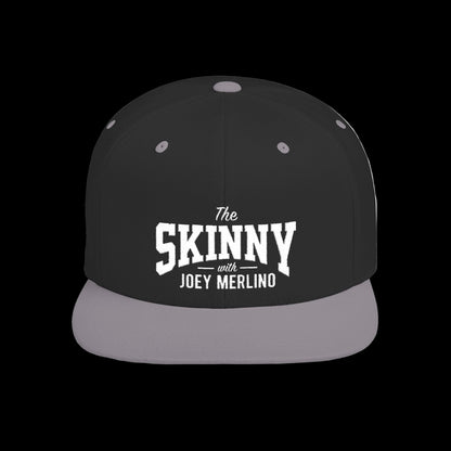 Black and gray cap with 'The Skinny with Joey Merlino' text on a white background