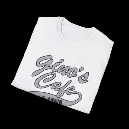 Cafe Logo T-Shirt — "Gino's Cafe 12th & Annin" Retro Coffee Shop Tee