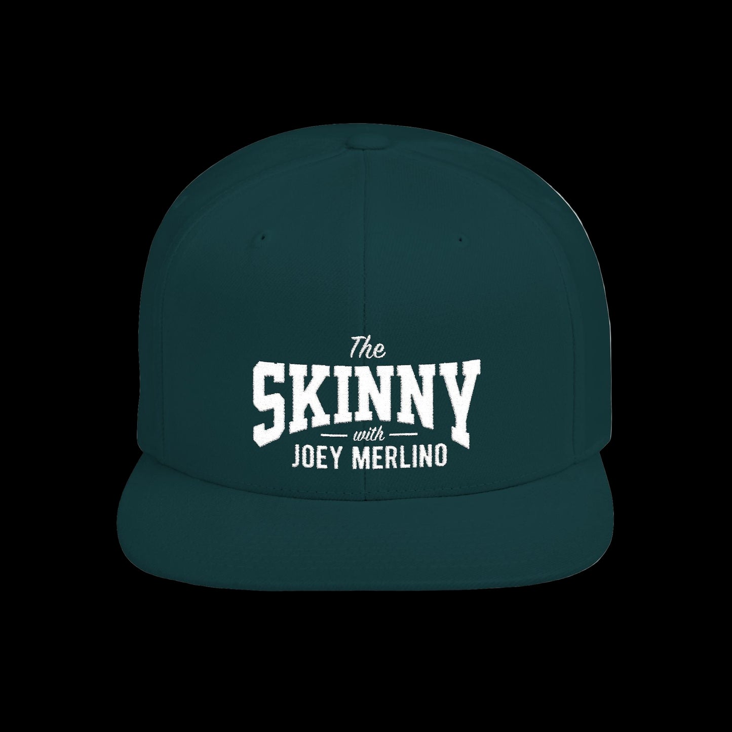 Dark green cap with 'The Skinny with Joey Merlino' text on a white background