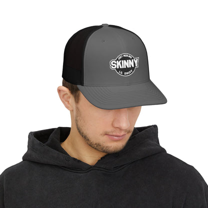 Skinny Logo Trucker Cap — Retro Mesh Snapback Hat