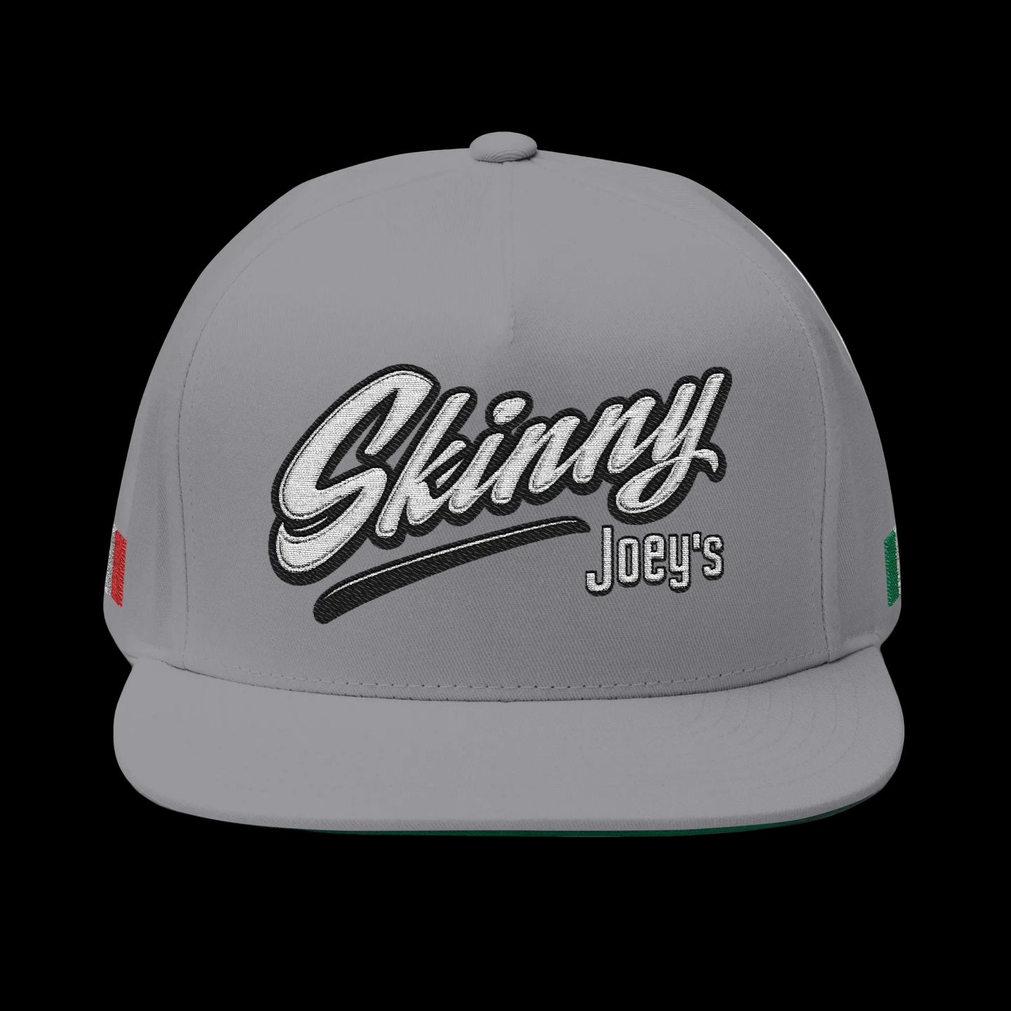 Embroidered Flat Bill Cap — 'Skinny Joey's' Vintage Script Snapback