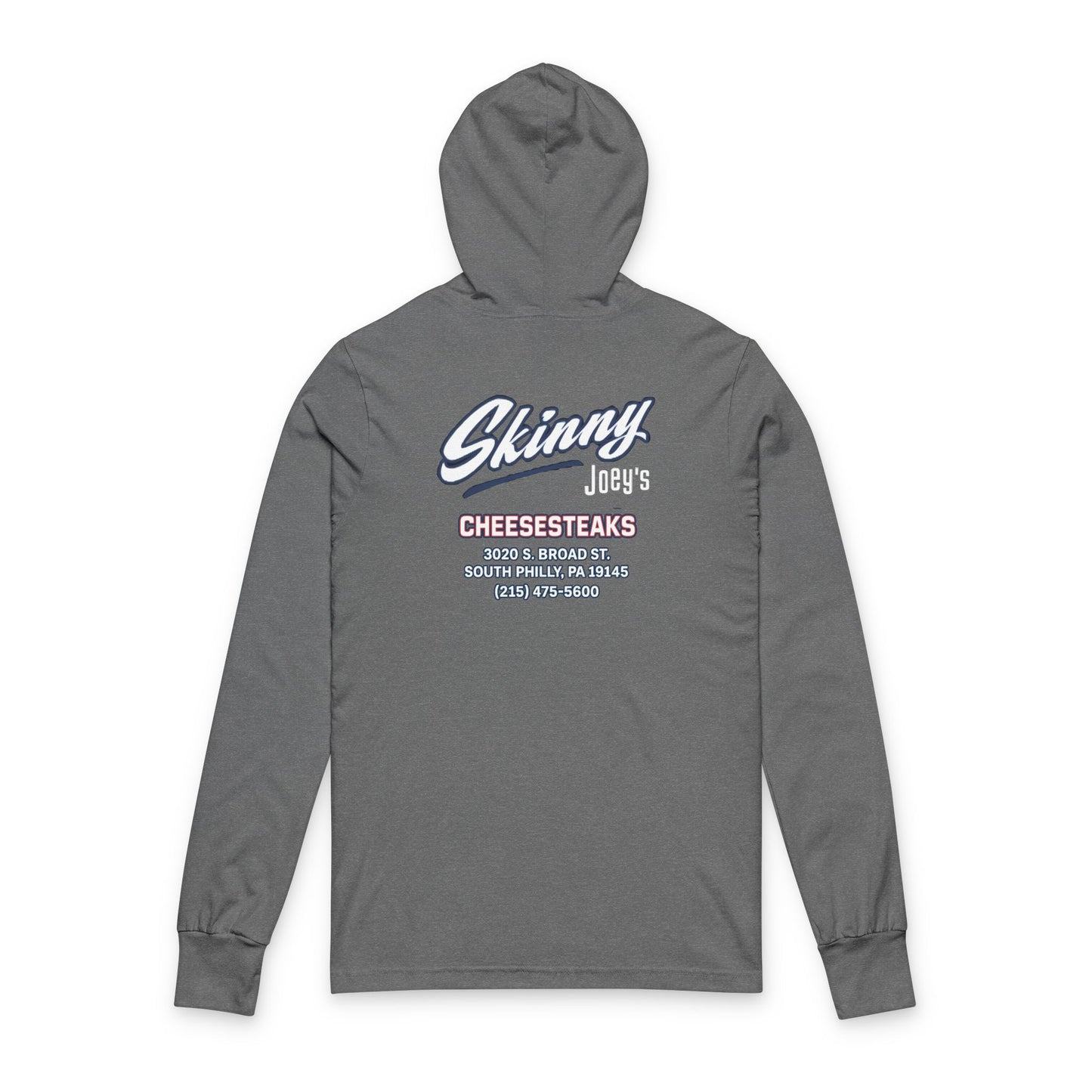 Skinny Joey's Cheesesteaks Hooded Long Sleeve Tee — Retro Diner Logo Shirt