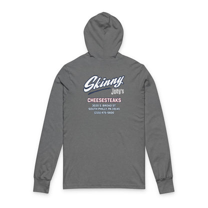 Skinny Joey's Cheesesteaks Hooded Long Sleeve Tee — Retro Diner Logo Shirt