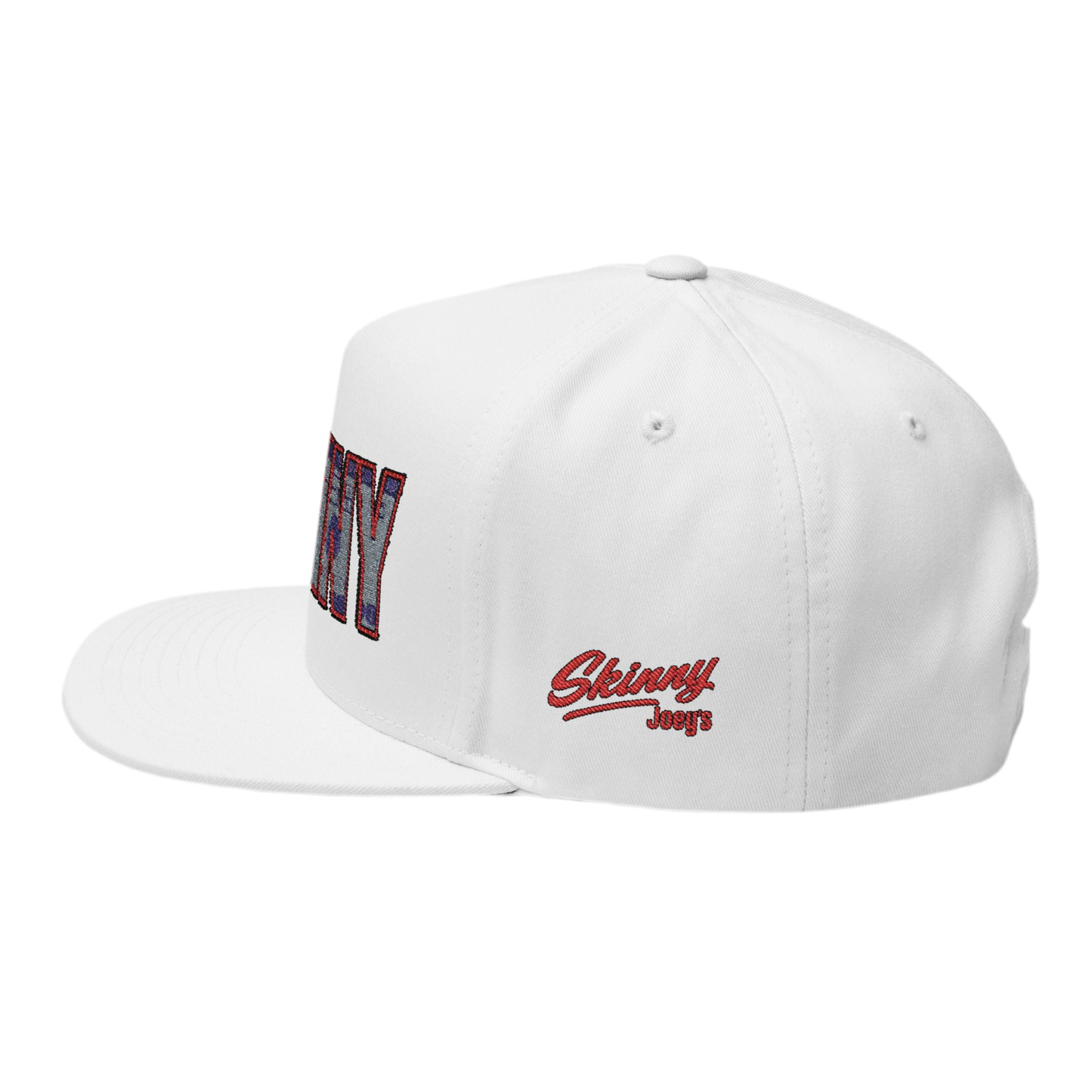 Skinny Flat Bill Cap – Money Print Embroidered Snapback Hat
