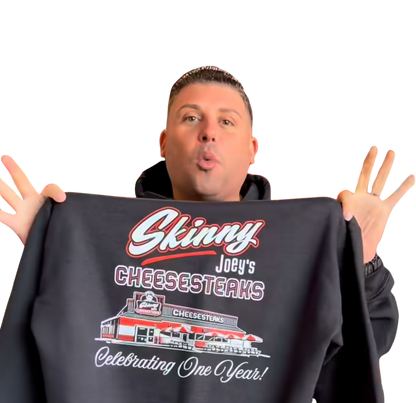 1 Year Anniversary Skinny Joeys Cheesesteaks T-Shirt - front view - Skinny Joey's Cheesesteaks