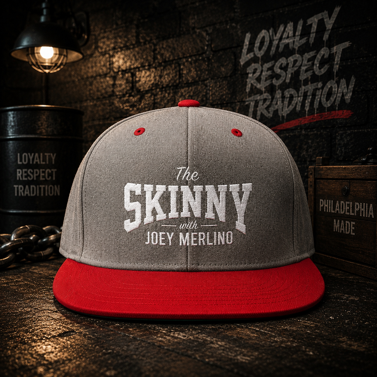 The Skinny with Joey Merlino embroidered cap, Philly crime family culture apparel