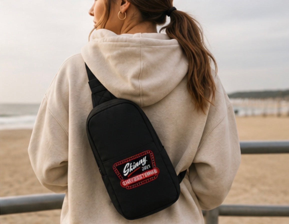 Embroidered Explorer Sling Bag – Retro 'Skinny?' Patch Crossbody Pack