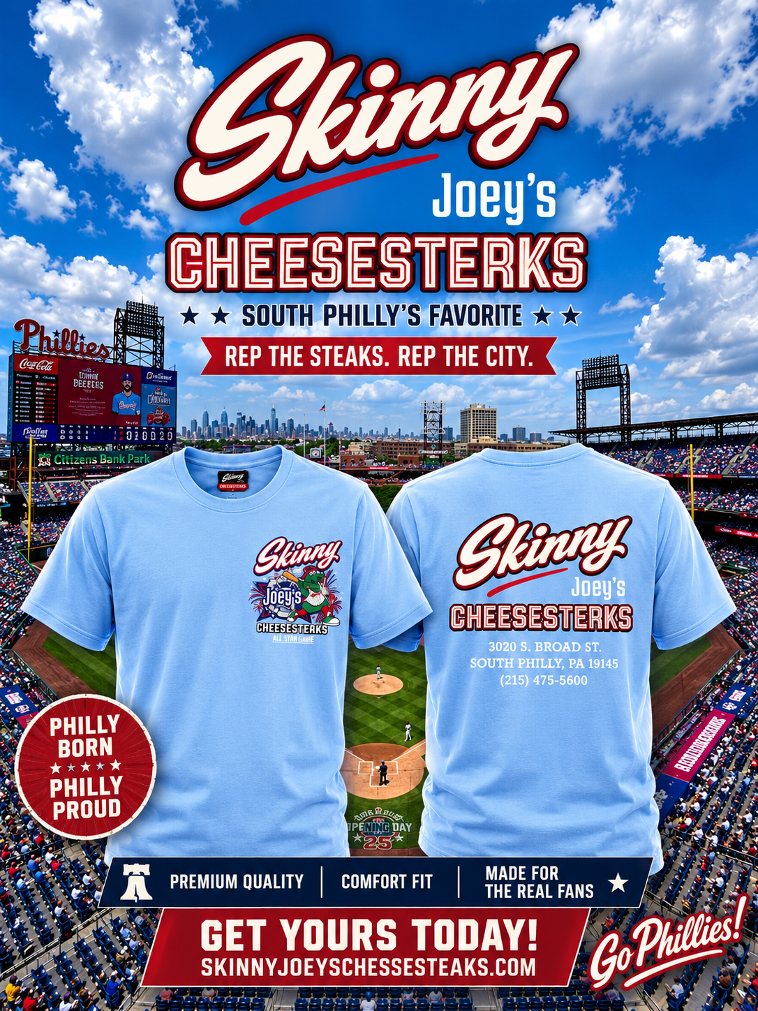 2026 MLB All Star Edition Philly x Skinny Joey’s  T-Shirt | Worldwide Delivery