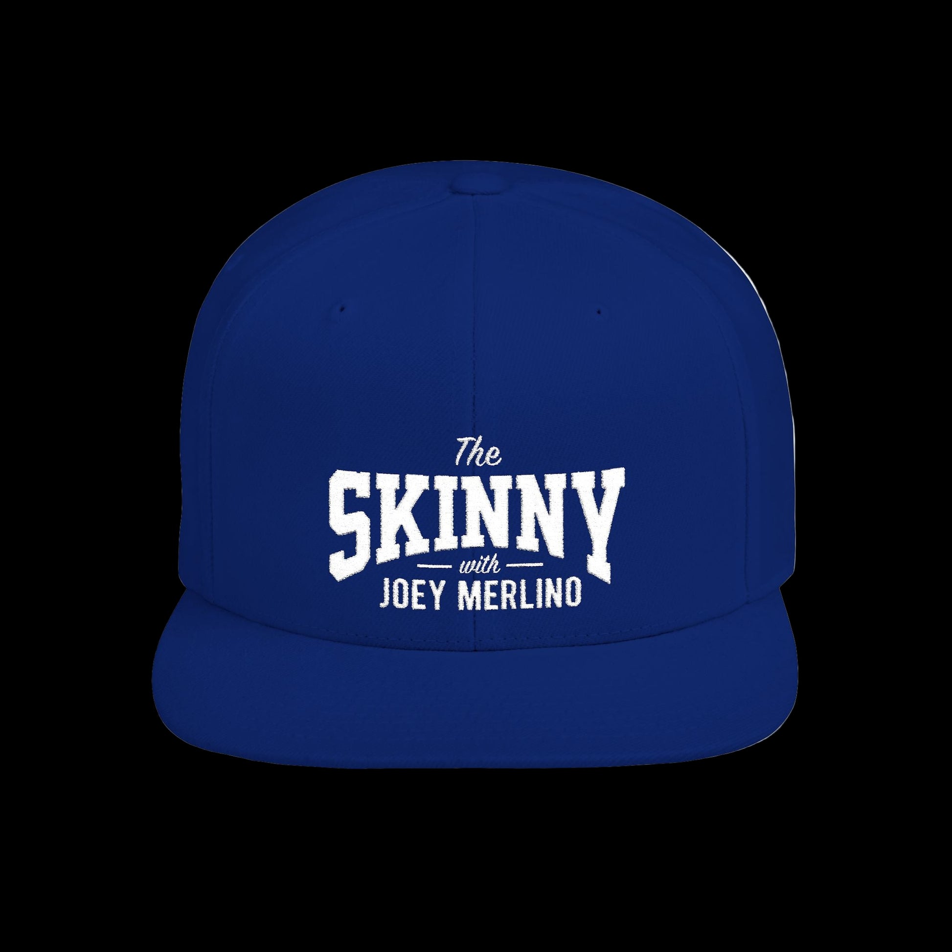 Blue cap with 'The Skinny with Joey Merlino' text on a white background