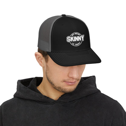 Skinny Logo Trucker Cap — Retro Mesh Snapback Hat