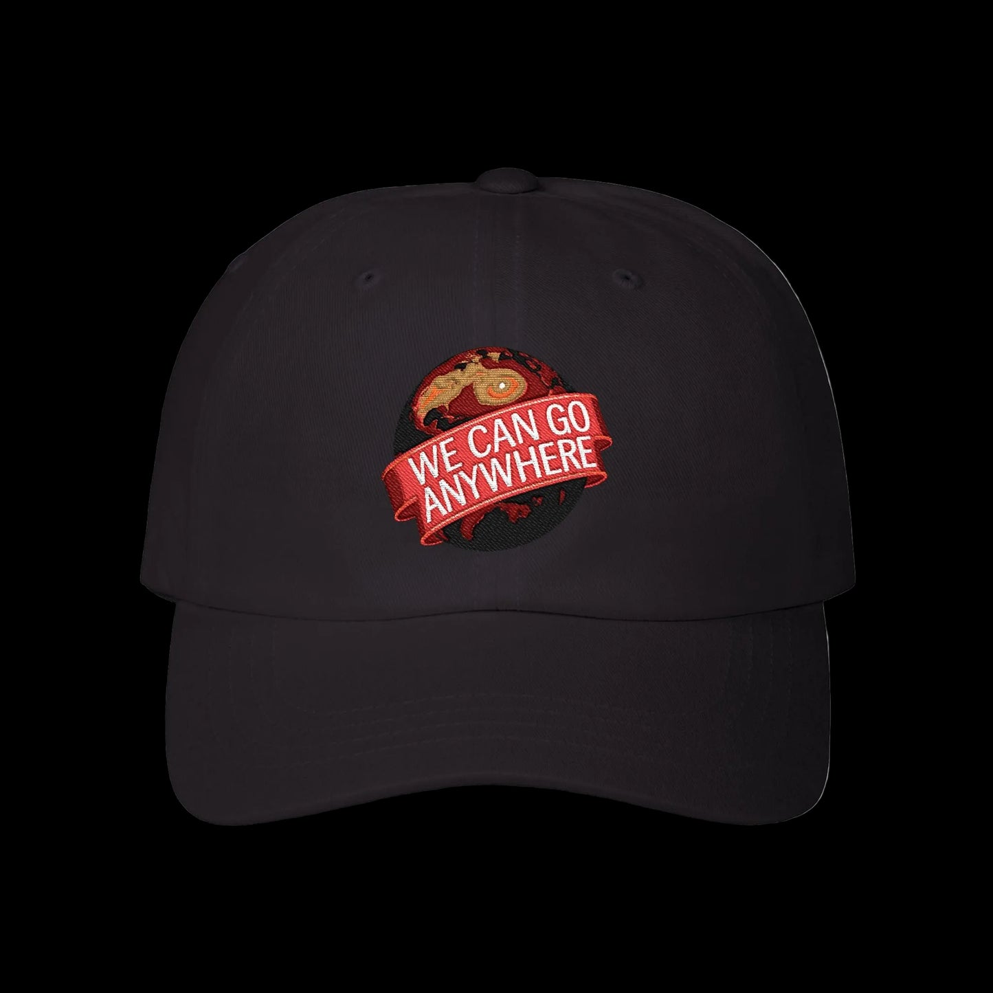 Classic Dad Cap — 'We Can Go Anywhere' Retro Planet Embroidered Hat